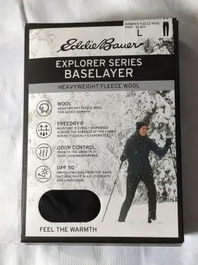 Eddie Bauer 721357463187 Womens Large Explorer Series Heavyweight Fleece Baselayer Wool - Nib