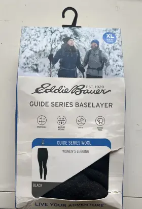 Eddie Bauer 721357463194 Guide Series Baselayer Merino Wool Leggings Black Women Xl New