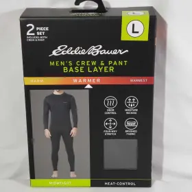 Eddie Bauer 721357496178 Midweight 2 Piece Base Layer Crew Shirt Legging Pants Mens Large New