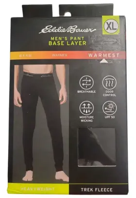 Eddie Bauer 979737030981 Men S Xl Black Heavyweight Base Layer Thermal Pants Trek Fleece