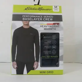 Xeb5086 Eddie Bauer Performance Series Baselayer Crew Mens Sz M Denim Spacedye Nib