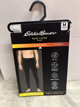 Xeb7057 Eddie Bauer Size Xl Base Layer Pants Midweight Poly Waffle Fabric Light Grey