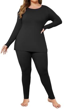 Ekouaer Ksry000337 Plus Size Womens Long Underwear Set Oversize Thermal Lightweight Base Lay
