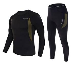Exeke 3e010blk2xl-sdy Mens Thermal Underwear Set Long Johns Fleece Lined Base Layer Top And Bottom 0