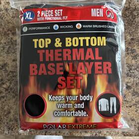 Extreme 081091587687 Polar Men Thermal Base Layer 2 Pc. Set Top And Bottom Black Size Xl Sale
