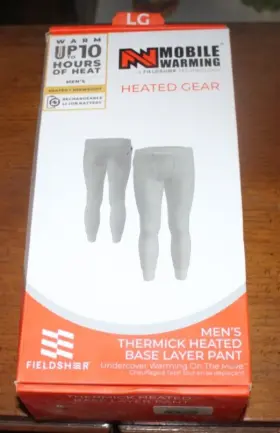 Field Sheer 078928658214 New Mens Thermick Heated Base Layer Pant Large 7.4v Rechargeable