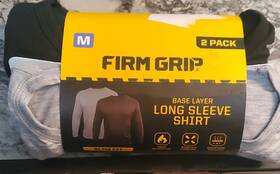 Firm Grip 68271 Mens Base Layer Long Sleeve Shirts 2 Pack Black Gray Acrylic Modal M