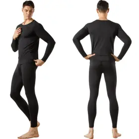 Fitextreme 809669543482 Maxheat Mens Thermal Underwear Long Johns Set With Fleece Lined Fly Black Xl