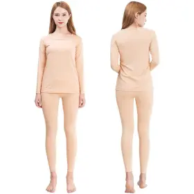 Fitextreme 809669543628 Womens Maxheat Fleece Long Johns Thermal Underwear Basic Apricot L