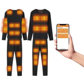 Foern 755113735775 Heated Thermal Underwear Set Men Women App Control Top Pants For Winter Outdoor