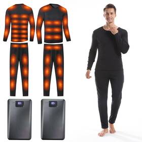 Foern Ht-42qu-heating-men-l Heated Thermals Underwear Set Black L With 2 Quickly-charging Batteries Shirts