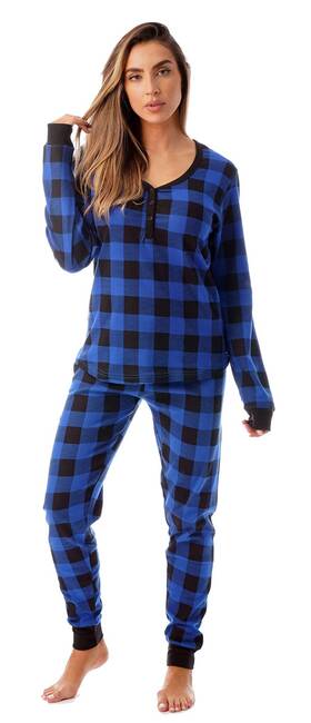 #followme 801129291689 Buffalo Plaid Thermal Underwear Set For Women - 2 Piece Size Medium