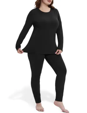 Co001 Foreyond Plus Size Thermal Underwear Women Fleece Long Johns Base Layer Pajama Sets Xl