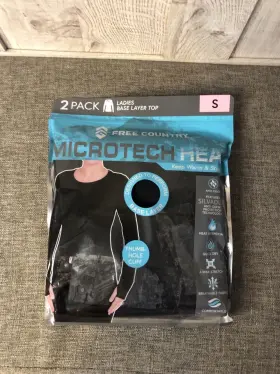 Free Country 194777133495 Womens Shirts Size Small Black Microtech Heat Base Layer Pack Of 2