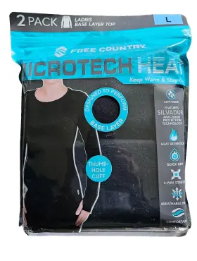 Free Country 194777133518 2 Pk Heat Gear Base Layer Long Sleeve Shirts Size Lg D11