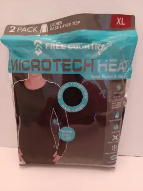 Free Country 194777133525 Womens 2 Pack Microtech Heat Base Layer Top Size Xl New Sealed