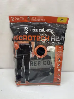Free Country 194777133808 Mens Microtech Heat Base Layer Pant 2 Pk Medium Open Pack Msrp 60