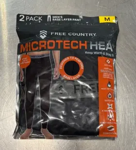 Free Country 194777197718 Microtech Heat Base Layer Pant 2 Pack - Medium