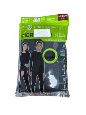 Free Country 194777202450 Microtech Heat Kids Unisex Base Layer Set Gray Medium M