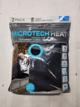 Free Country 194777321717 Microtech Heat Ladies Base Layer Pants Cocarber Coffee Tech 2pk Lg