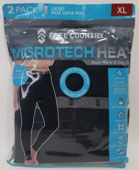 Free Country 194777357143 Womens Base Layer Pants 2 Pack Black Size Xl