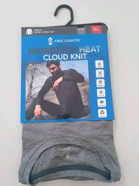 Free Country 194777485624 Microtech Heat Mens Cloud Knit Base Layer Long Sleeve Shirt Sz Xl