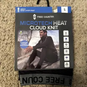 Free Country 194777485648 Microtech Heat Cloud Knit Base Layer Pant Size S Black