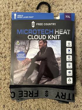 Free Country 194777485686 Microtech Heat Cloud Knit Base Layer Pant Size Xxl Black