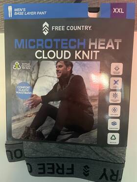 Free Country 194777485730 Microtech Heat 2 Pack Mens Base Layer Pants Grey Xxl 43-46 Stretch