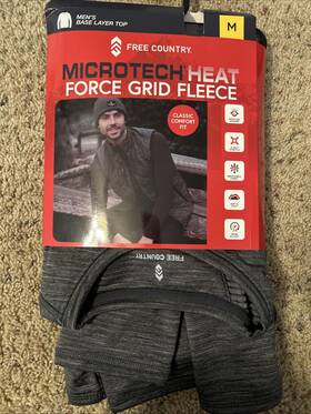Free Country 194777485754 Microtech Heat Force Grid Fleece Size M Gray
