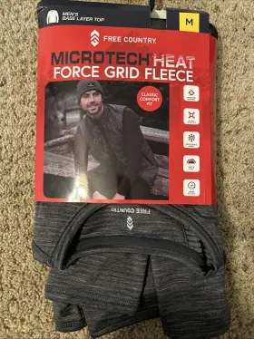 Free Country 194777485754 Microtech Heat Force Grid Fleece Size M Gray