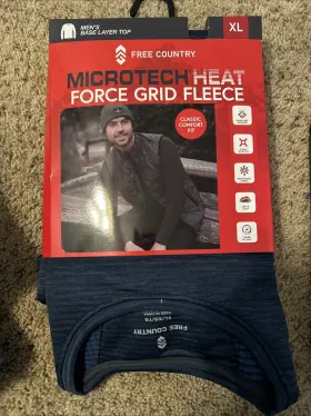 Free Country 194777485822 Microtech Heat Force Grid Fleece Size Xl Blue