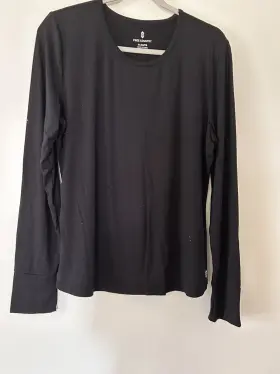 82608 Free Country Women Black Microtech Heat Base Layer Ls Top Thumbhole Shirt Nwot