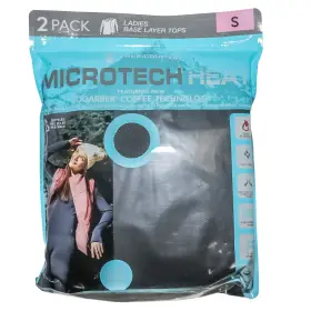990351063 Free Country Ladies Microtech Heat Base Layer Tops 2 Pack Black Size Small 4-6