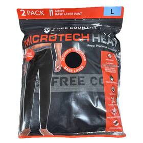 Free Country H12m1a9833 New Mens Microtech Heat Base Layer L 35-38 Pants 2 Pack