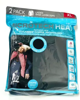 H40lb4804-2s Free Country Ladies Microtech Heat 2pk Base Layer Tops Black Size Xl