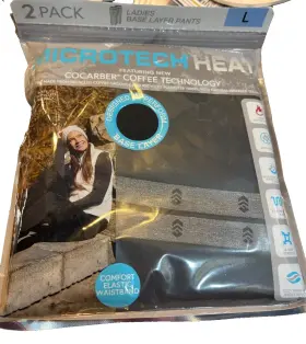 H40lb4973-25 Free Country Ladies Microtech Heat Base Layer Pants Bottom Sz Large 2pk New