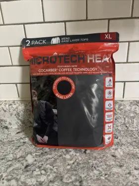H40mb3536-2s Free Country Microtech Heat 2pk Mens Base Layer Tops Black Size Xl New