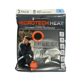 H40mb4918-25 Free Country Base Layer Pants 2 Pack Mens Size L Black Long Johns Microtech New