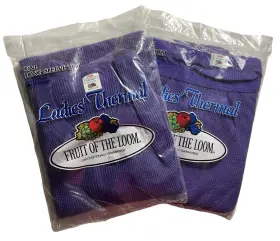 Fruit Of The Loom 076031000081 Vintage Large Thermal Underwear Set Purple Long Johns 1984