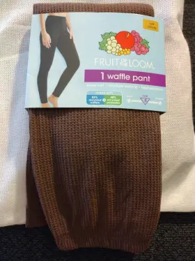 32-33.5 Fruit Of The Loom 10725 New Women Large 12-14 Waffle Thermal Pants Brown Waist