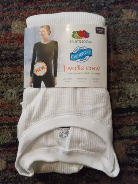 Fruit Of The Loom 196203041336 Womens Xxl 20 Eversoft Waffle Thermal Crew Top White