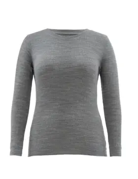 Fruit Of The Loom 196203041435 Eversoft Womens Waffle Crew Shirt Gray Ls Size Xl 16-18