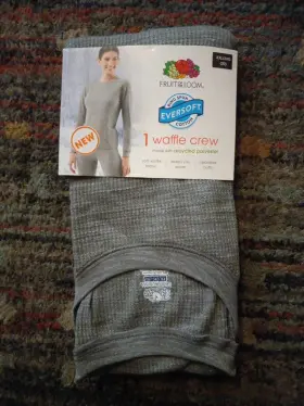 Fruit Of The Loom 196203041473 Womens 2x Thermal Shirt Xxl 20 Heather Grey Waffle Crew New