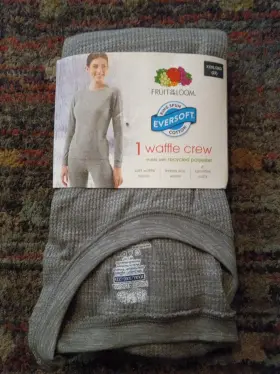 Fruit Of The Loom 196203041480 New Eversoft Womens Xxxl 22 Thermal Waffle Crew Shirt Gray
