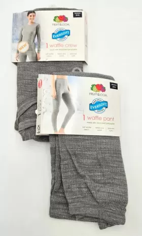 Fruit Of The Loom 196203041497 Waffle Pant And Crew Set Eversoft Womens Size Xs X-small 0-2