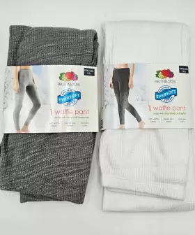 Fruit Of The Loom 196203041558 Lot 2 New Eversoft Waffle Pants Size Xxxl/3xg 22 Grey Wht