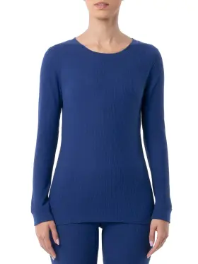 Fruit Of The Loom 196203041572 Womens Eversoft Waffle Thermal Top Blue Small 4-6