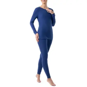 Fruit Of The Loom 196203041596 Waffle Thermal Base Layer Set Womens Large Blue Brand New