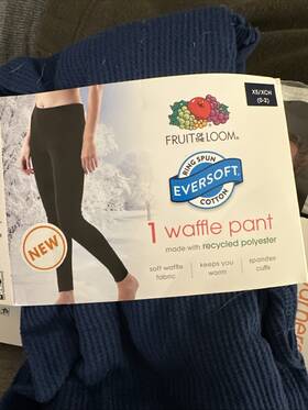 Fruit Of The Loom 196203041633 Blue Waffle Pant Eversoft Cotton Womens Sz Xs 0-2 Thermal